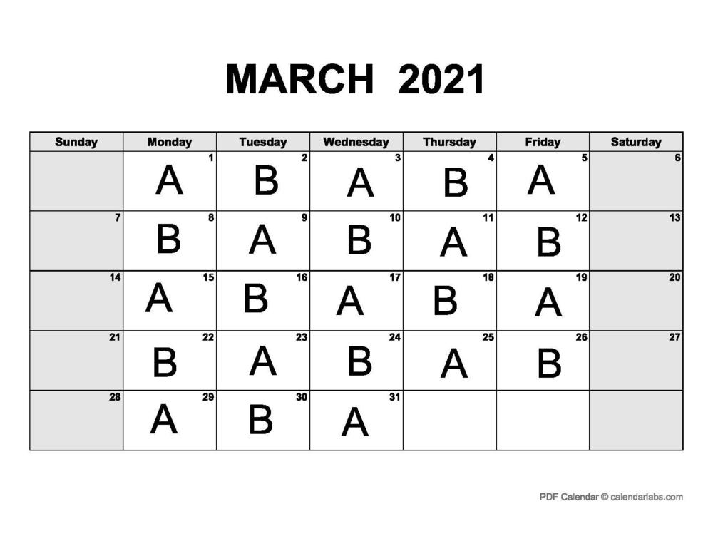 March A/B Calendar