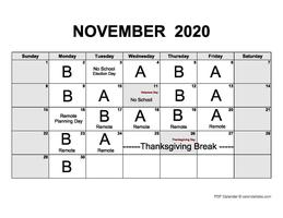 November A/B Calendar