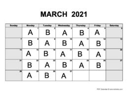 March A/B Calendar